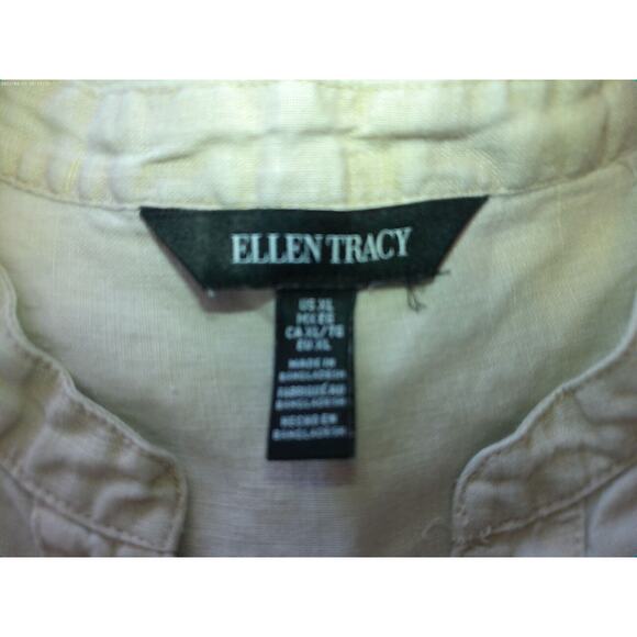 ELLEN TRACEY SHIRT 1/4 BRAID PULLOVER LINEN CREAM SOLID WOMEN S SIZE XL - Picture 9 of 11